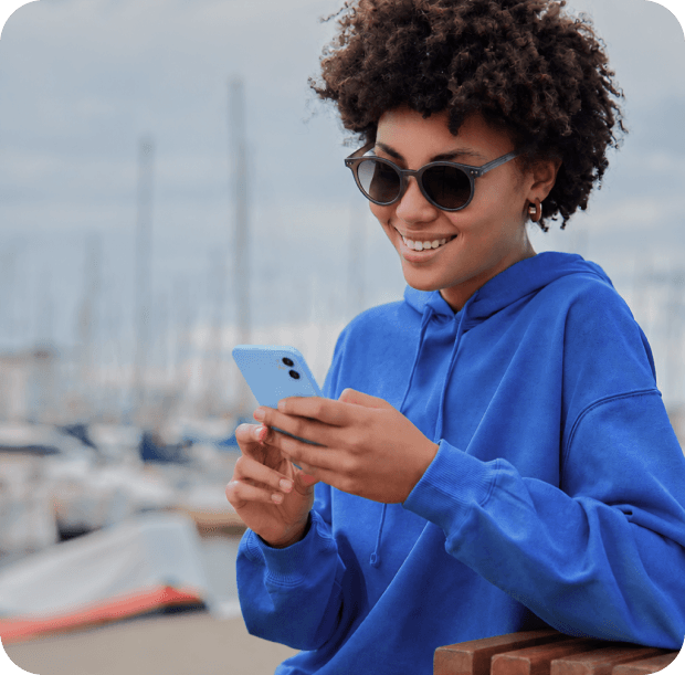 Customer using a mobile phone